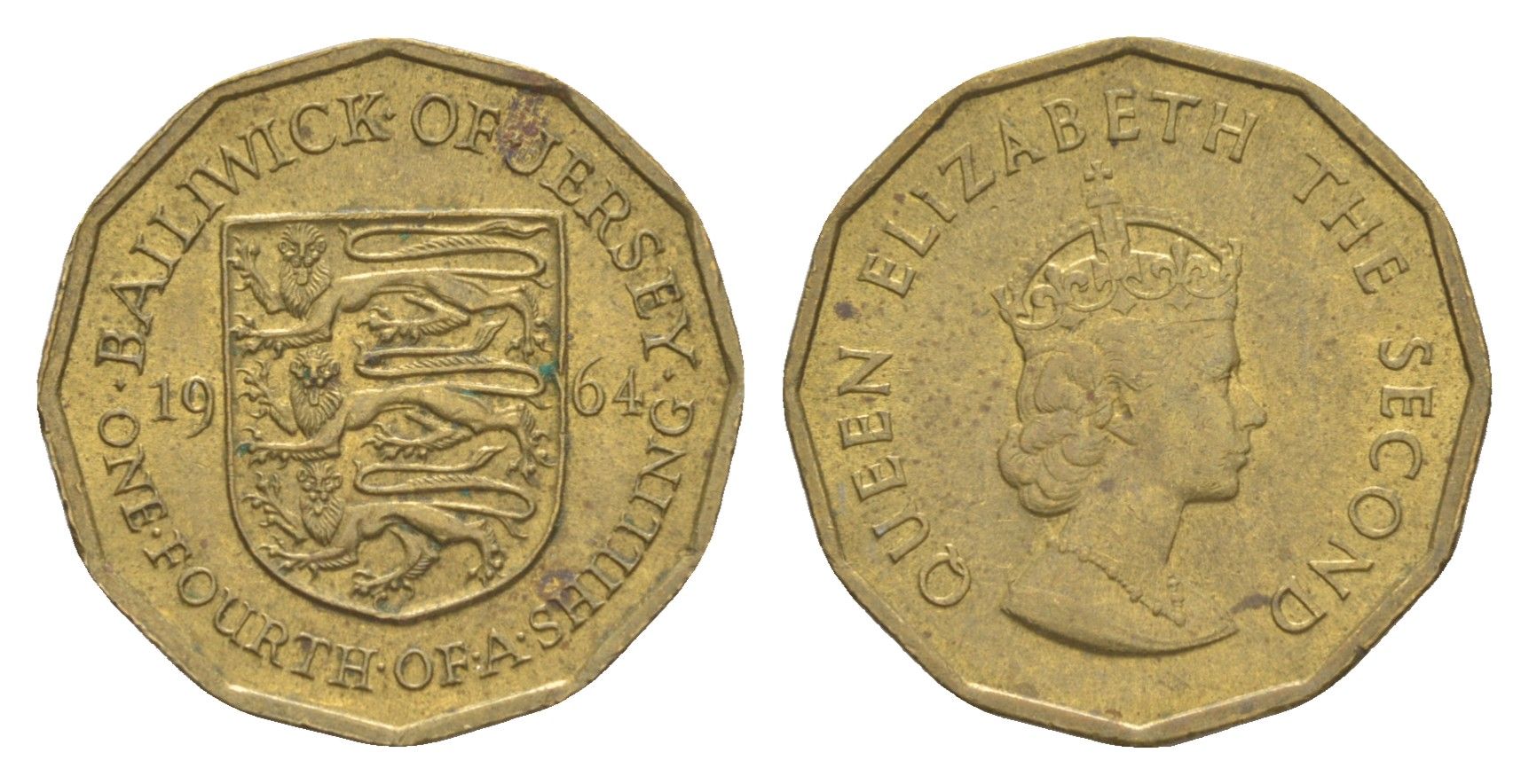 Джерси 1/4 шиллинга 1964 KM 25 никель латунь aUNC 4563-746