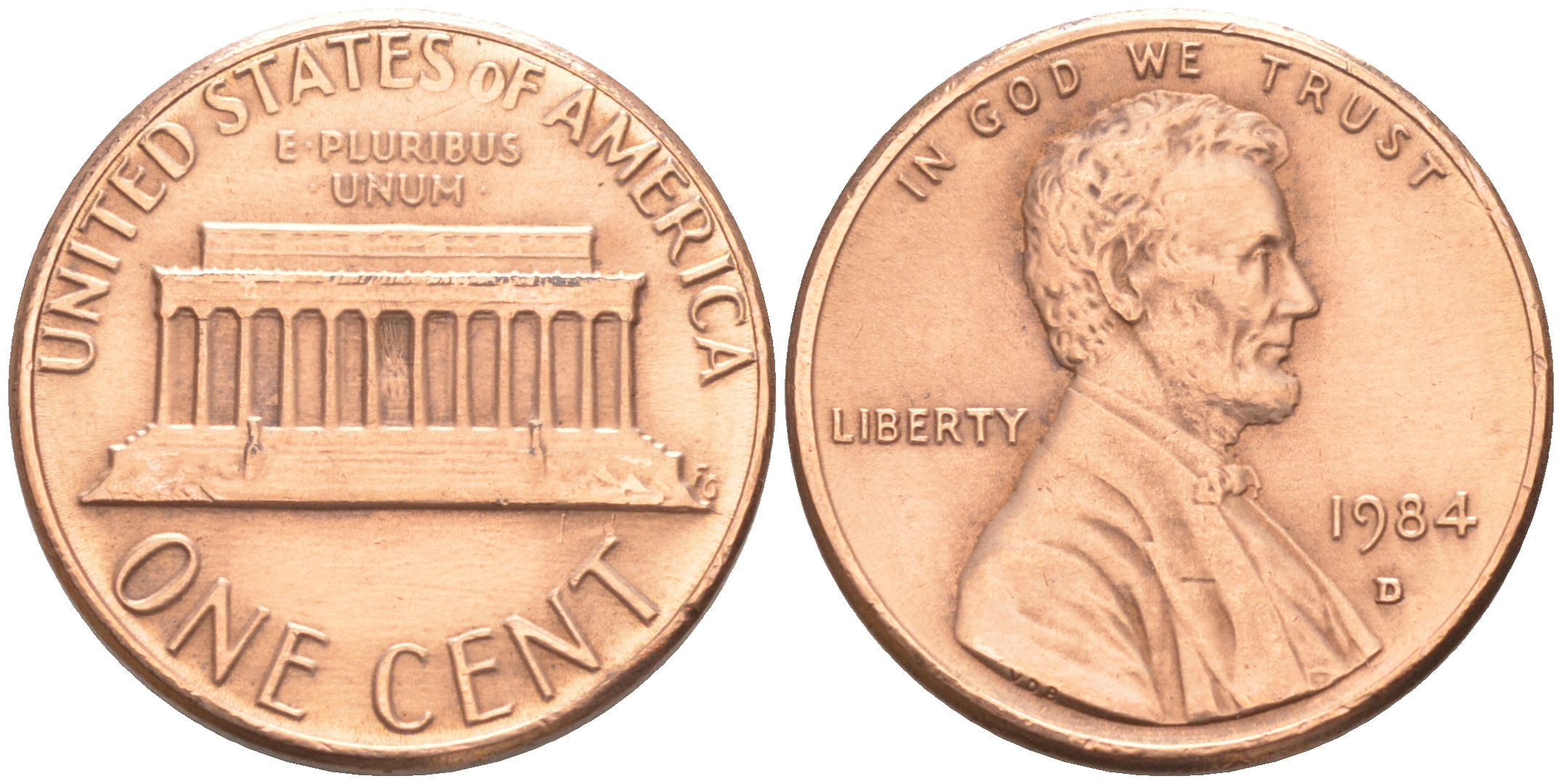 США 1 ЦЕНТ 1984 D, ЛИНКОЛЬН KM 201b цинк плакированный медью 188-326