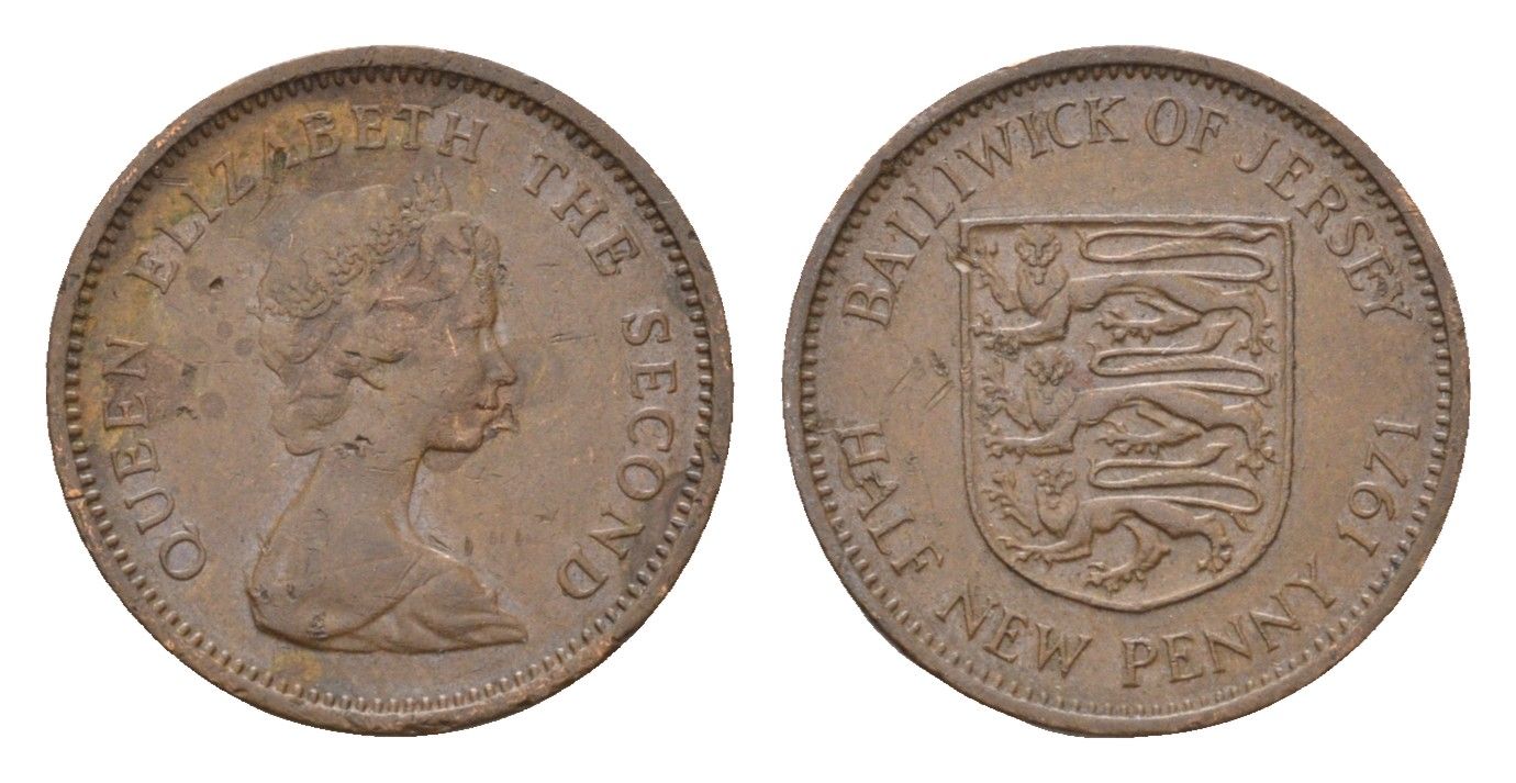 Джерси 1/2 пенни 1971 Елизавета II (1952-2022) KM 29 бронза 4690-237
