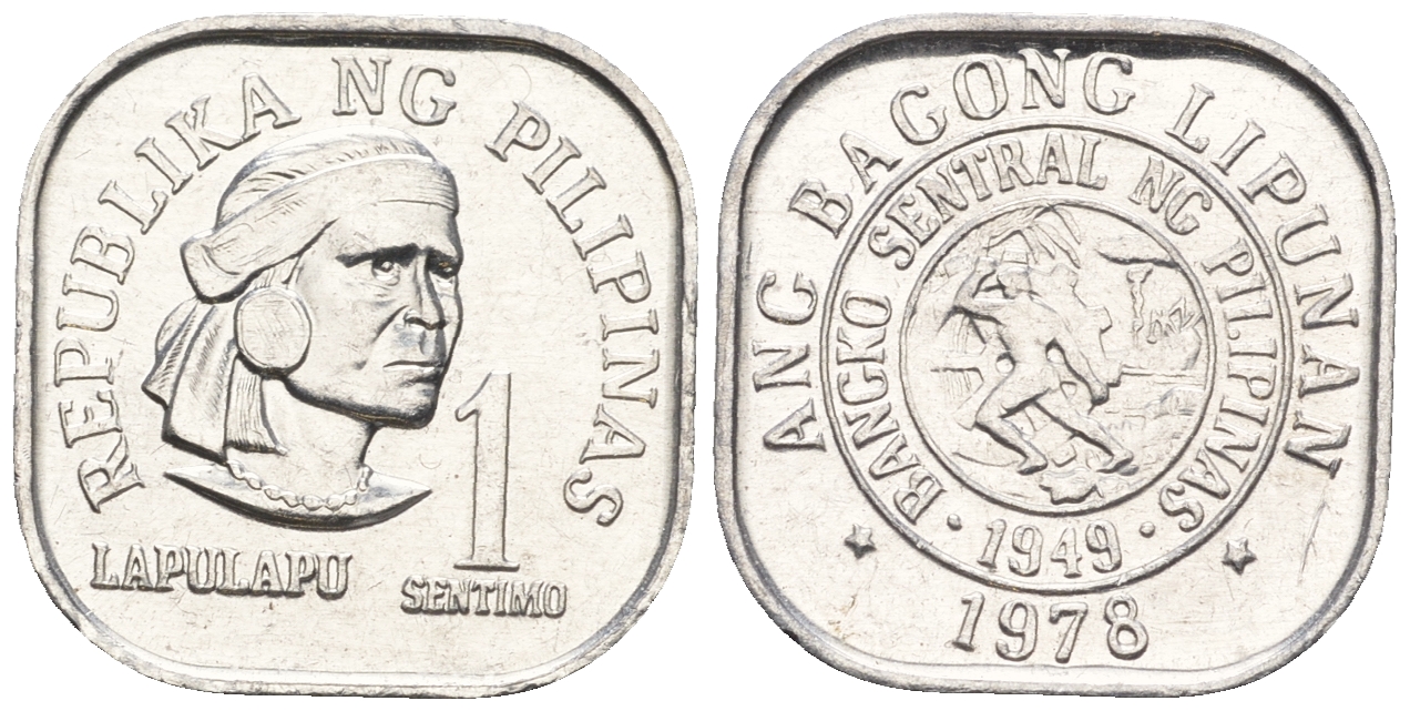 Филиппины 1 сентимо 1978 вождь острова Мактан Лапу-Лапу KM 205 алюминий  UNC  220-1121
