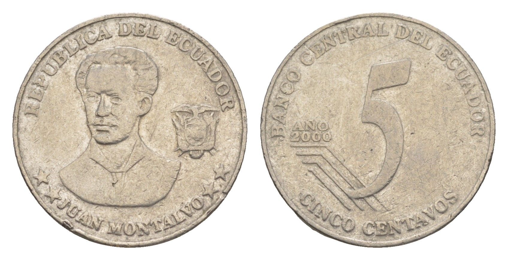Эквадор 5 сентаво 2000 KM 105 нержавеющая сталь 4649-617