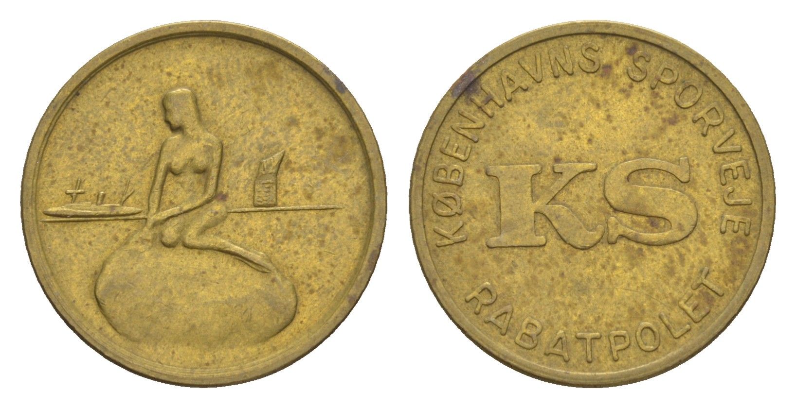 Дания транспортный жетон ND латунь 4636-1016