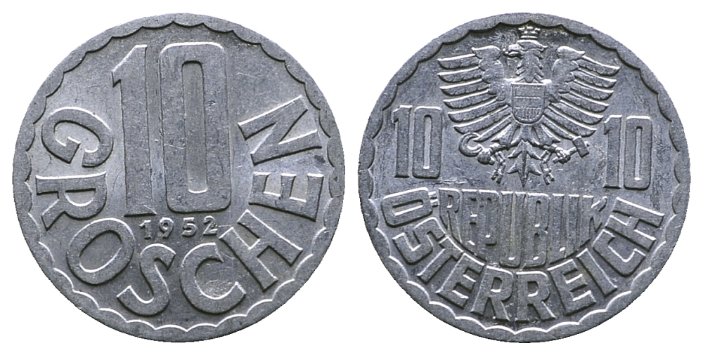 Австрия 10 грошей 1952 KM 2878 алюминий 4384-133