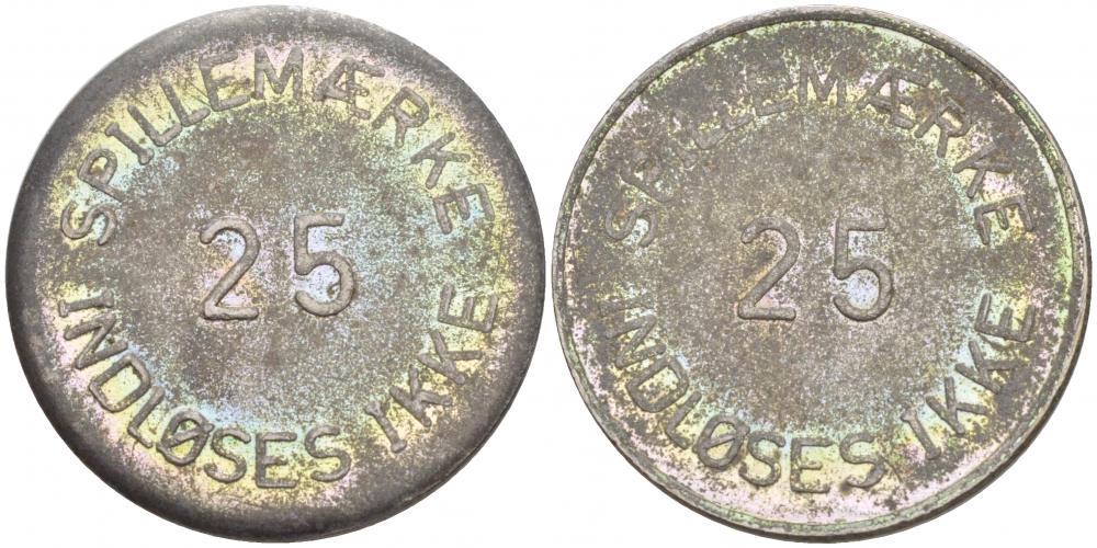 ДАНИЯ ЖЕТОН ИГРОВОЙ ND ЯРМАРКА РАЗВЛЕЧЕНИЙ, SPILLEMAERKE, 25 INDLOSES IKKE белый металл 4544-941