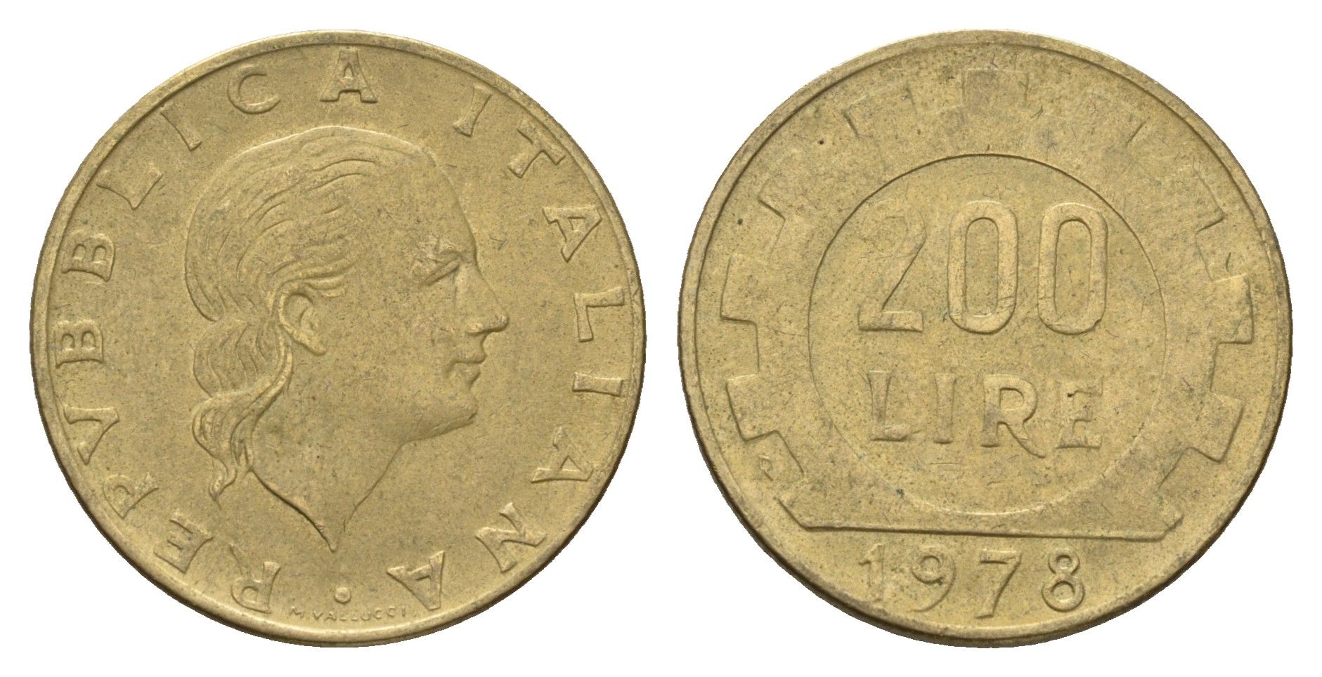 Италия 200 лир 1978 R, шестерня KM 105 алюминиевая бронза 4638-643