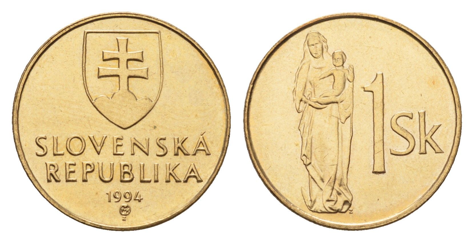 Словакия 1 крона 1994 KM 12 сталь плакированная бронзой UNC 31-114