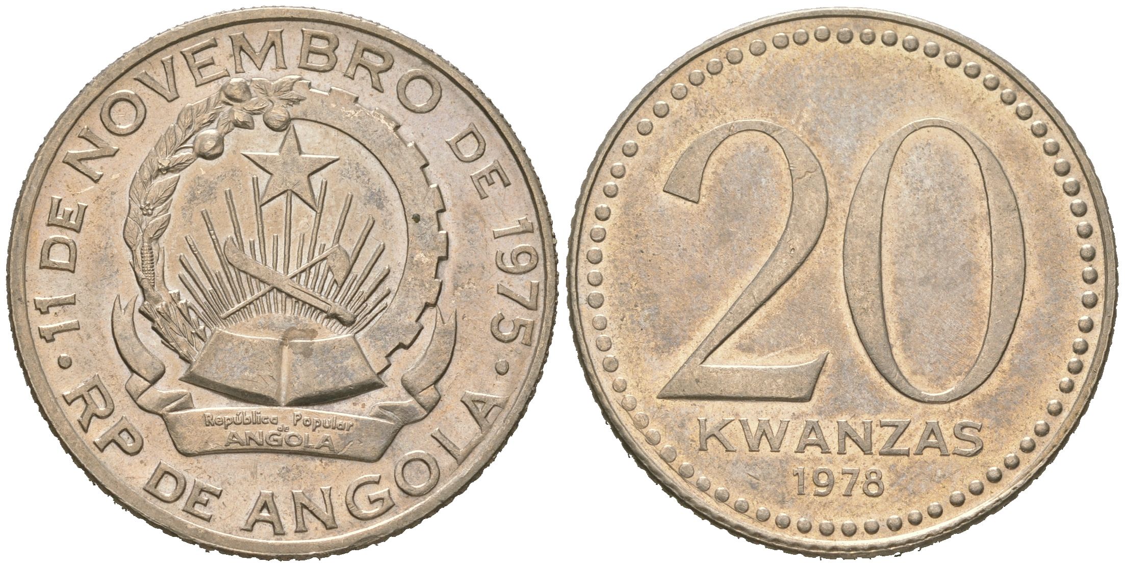 Ангола 20 кванз 1978 KM 87 медно-никель aUNC 4619-1111