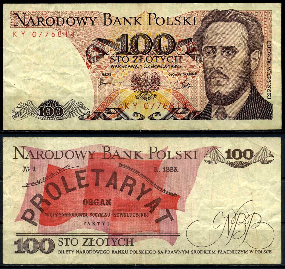Польша 100 злотых 1982 1 июня 1982, Людвиг-Фаддей Варынский Pick 143d бумага 6287-20-2-1