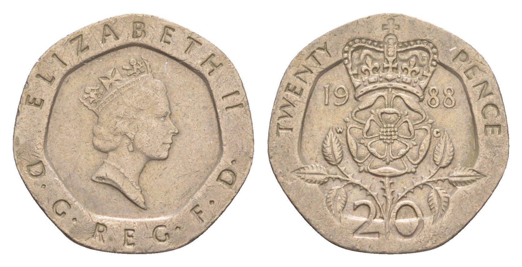 Великобритания 20 пенсов 1988 Елизавета II (1952-2022) KM 939, Spink 4361 (G2) медно-никель 4639-849