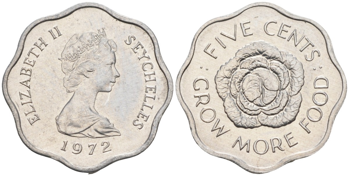 Сейшельские острова 5 центов 1972 FAO, цветок, Елизавета II KM 18 алюминий UNC 4588-644