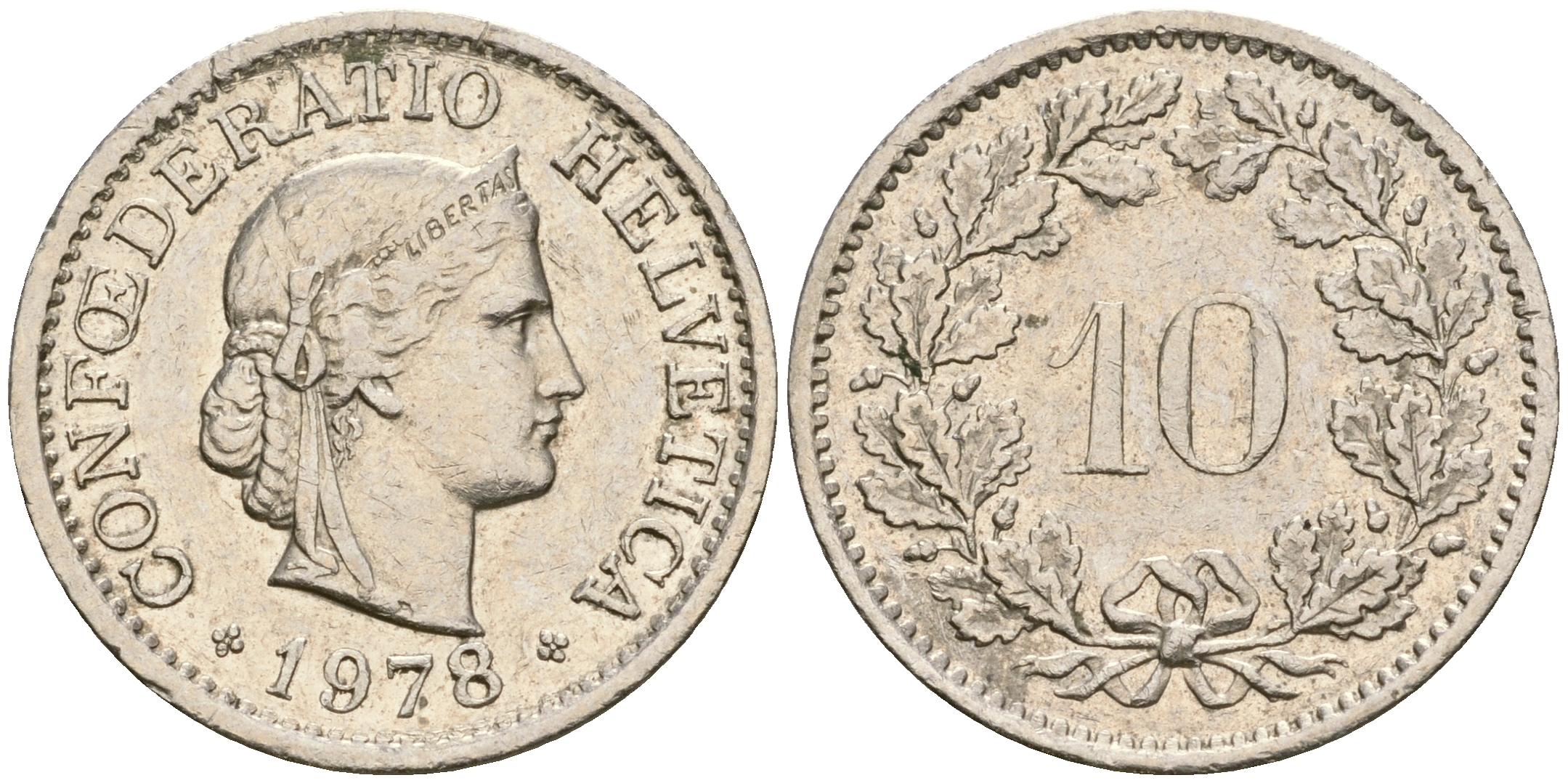 Швейцария 10 раппенов 1978 KM 27 медно-никель 4364-1346