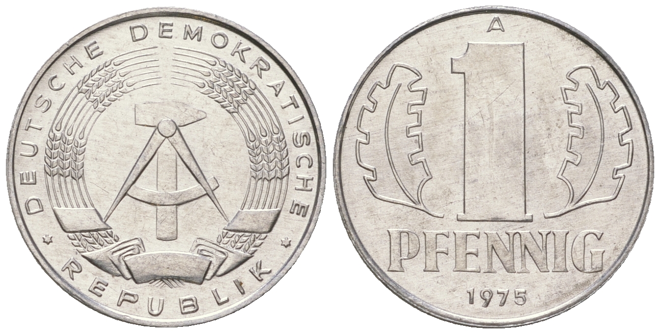 ГДР 1 пфенниг 1975 А KM 8.1 алюминий 4615-1258