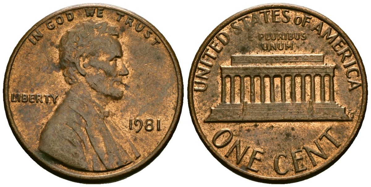 США 1 цент 1981 Линкольн KM 201 медь цинк 4136-211