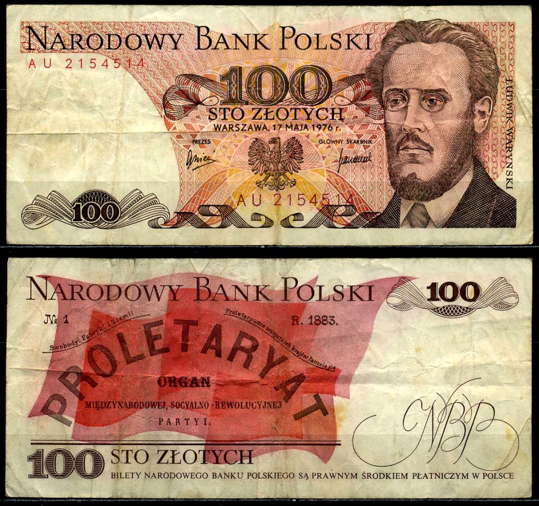 Польша 100 злотых 1976 Людвиг-Фаддей Варынский, манифест социал-революционной партии Pick 143 b бумага 6278-54-2-2