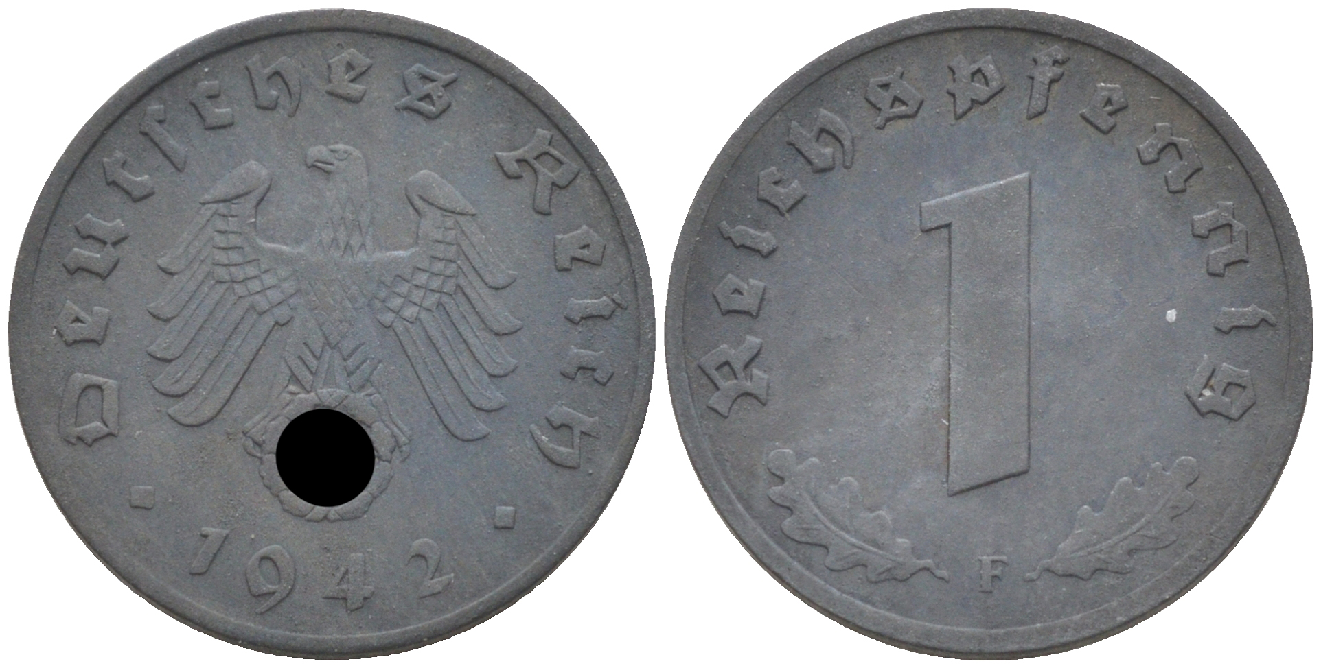 ГЕРМАНИЯ 1 РЕЙХСПФЕННИГ 1942 F KM 97, J. 369 цинк 188-1039