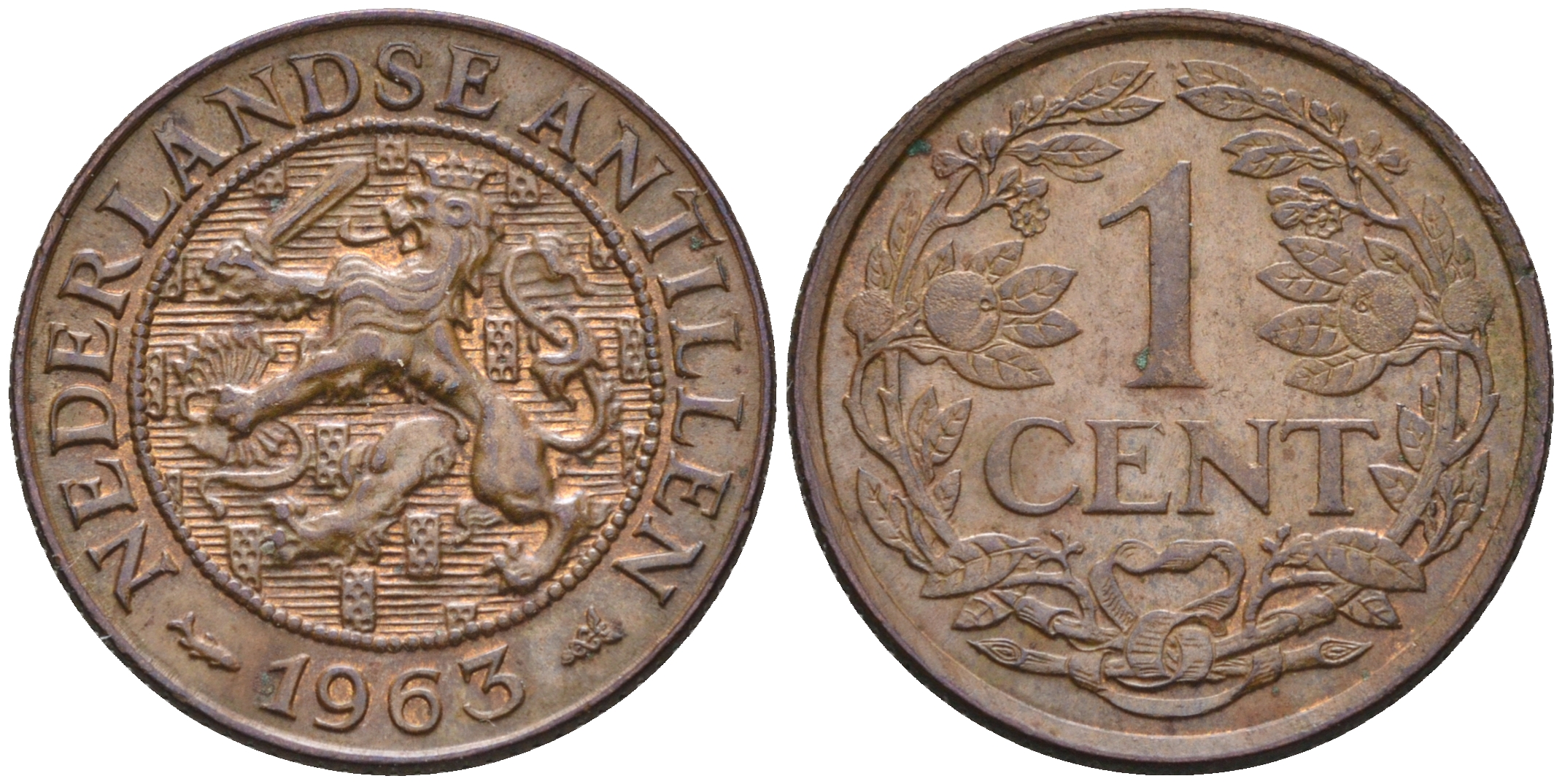 Нидерландские Антилы 1 цент 1963 Юлиана (1948-1980) KM 1 бронза 4169-256