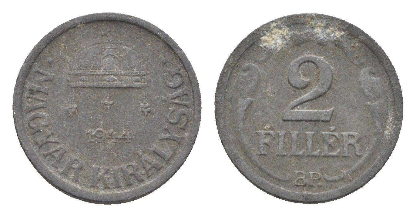 Венгрия 2 филлера 1944 BP KM 519 цинк 4664-921