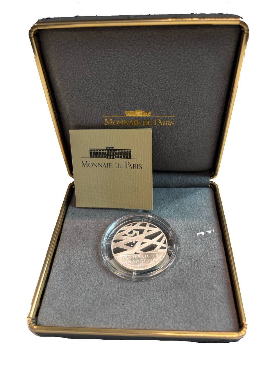 Франция 5 франков 1992 Пьер Мендес-Франс, в оригинальной коробке, сертификат KM 1006 a серебро  PROOF  1-6-4-35