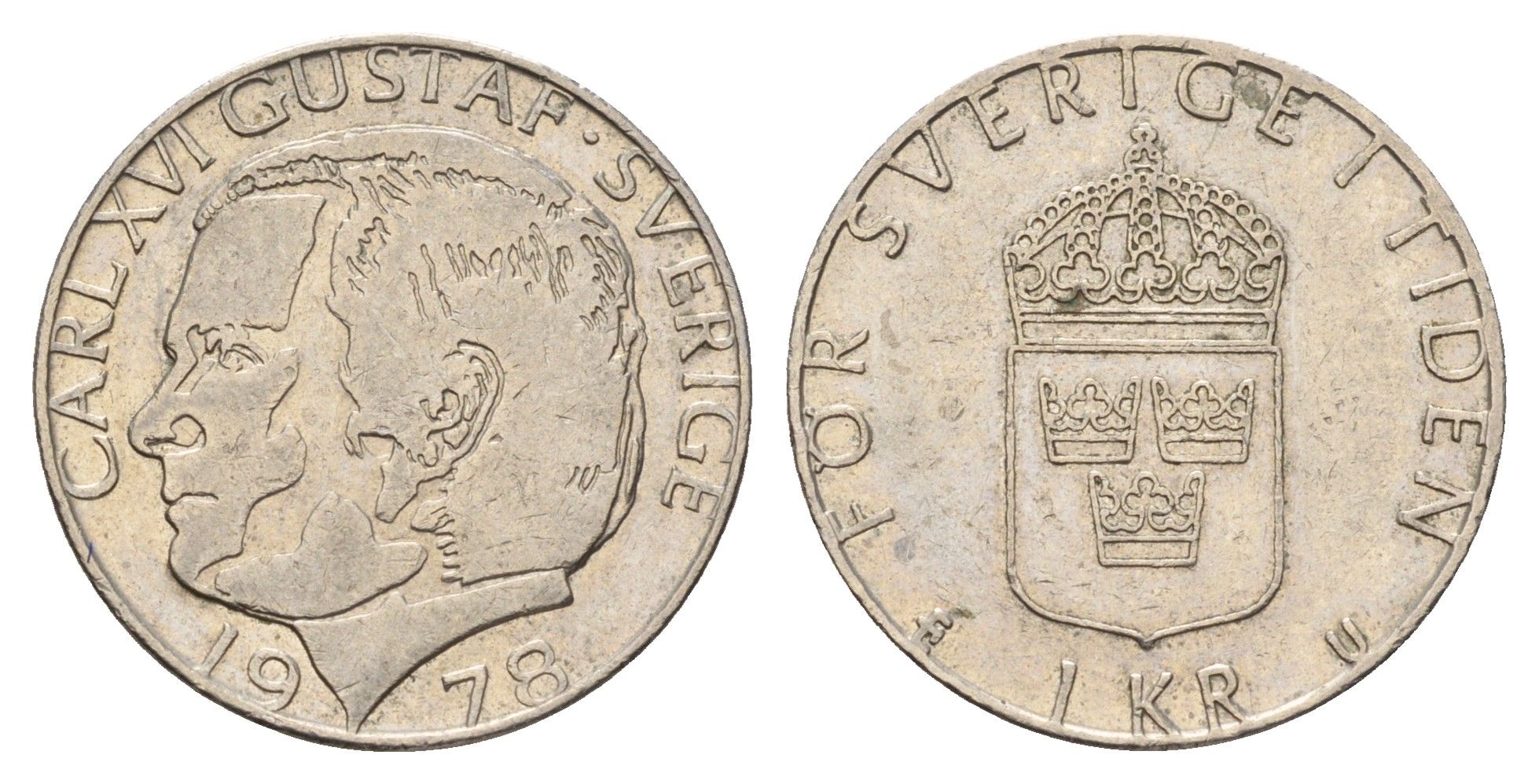 Швеция 1 крона 1978 Карл XVI Густав (1973- ) KM 852 медь плакированная медно-никелем 183-253