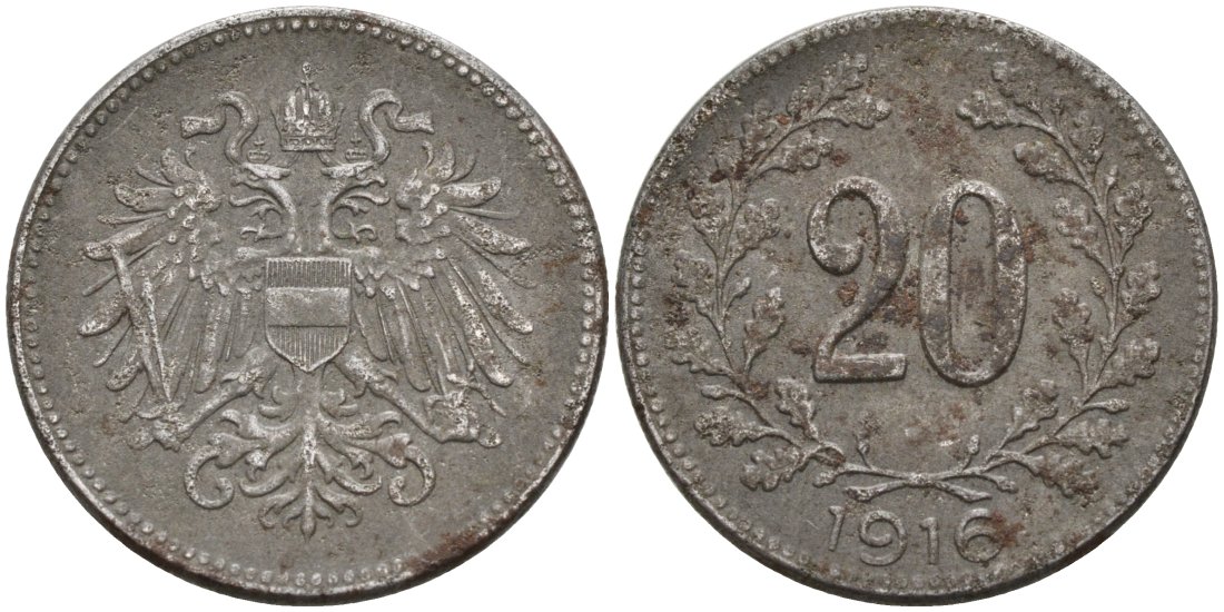 Австрия 20 геллеров 1916 KM 2826 железо 4571-731