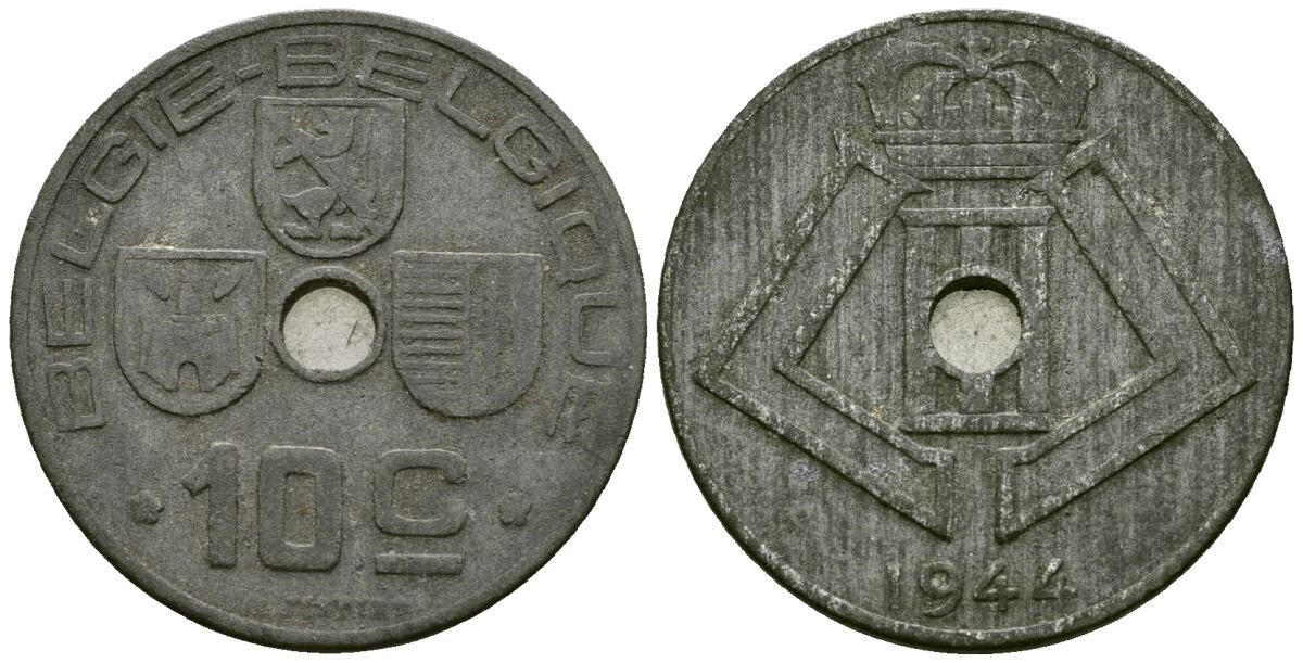 Бельгия 10 сантимов 1944 BELGIE - BELGIQUE KM 126 цинк 4172-116