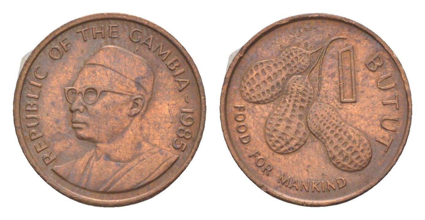 Гамбия 1 бутут 1985 ФАО - Еда для человечества KM 14 бронза 4643-624