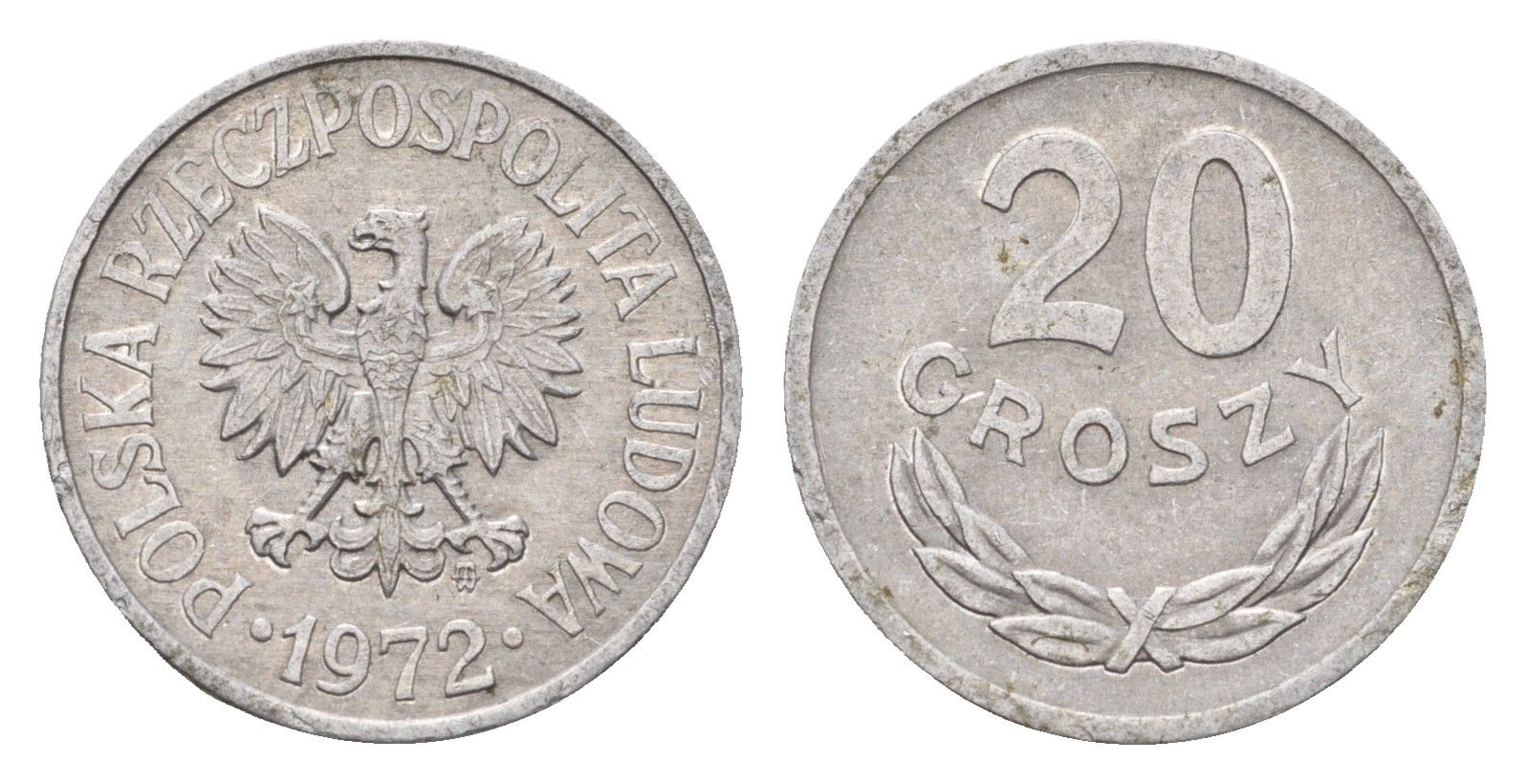 Польша 20 грошей 1972 Y A47 алюминий 187-425