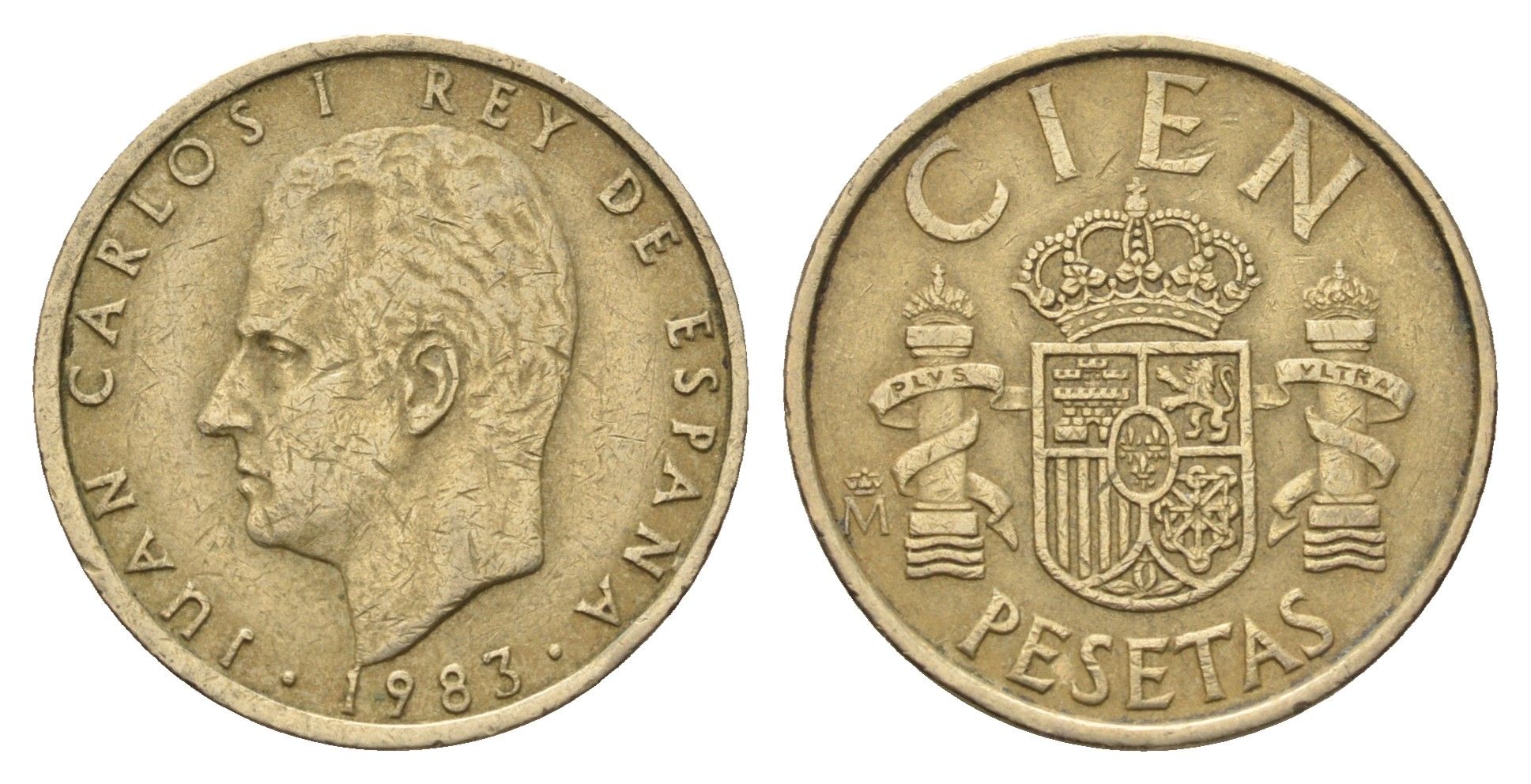 Испания 100 песет 1983 M, Хуан Карлос I (1975-2014) KM 826 алюминиевая бронза 4633-737