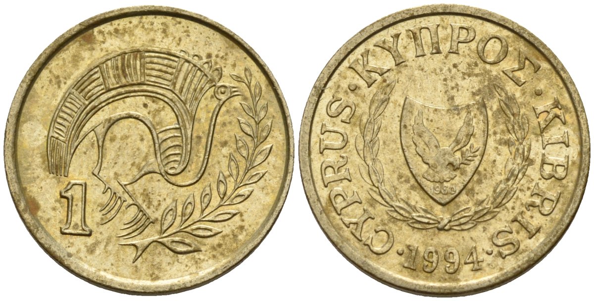 Кипр 1 цент 1994 KM 53.3 никель латунь 4174-1157
