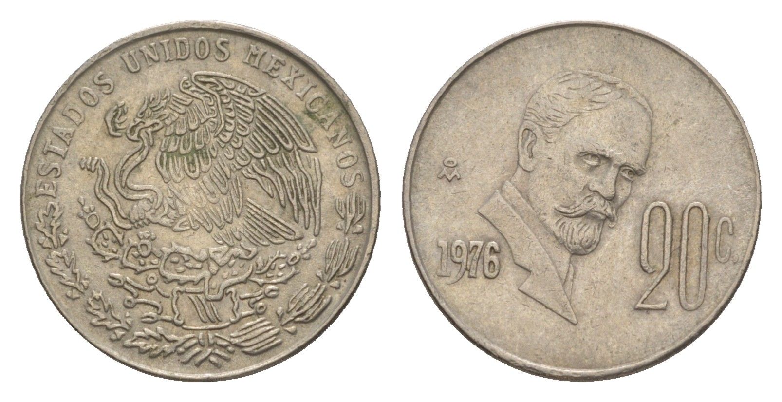 Мексика 20 сентаво 1976 Франциско Индалеси KM 442 медно-никель 4649-124