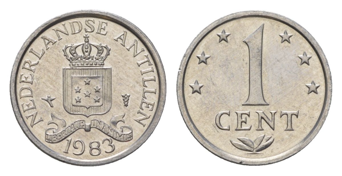 Нидерландские Антильские острова (Нидерландские Антилы) 1 цент 1983 KM 8a алюминий UNC 4625-1056