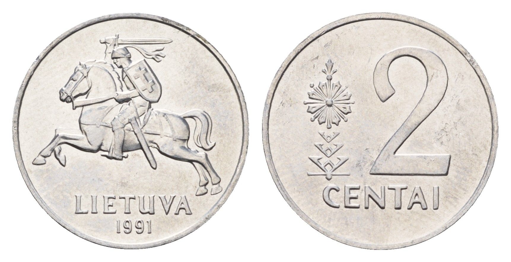 Литва 2 цента (сента) 1991 год-тип KM 86 алюминий UNC 4148-651
