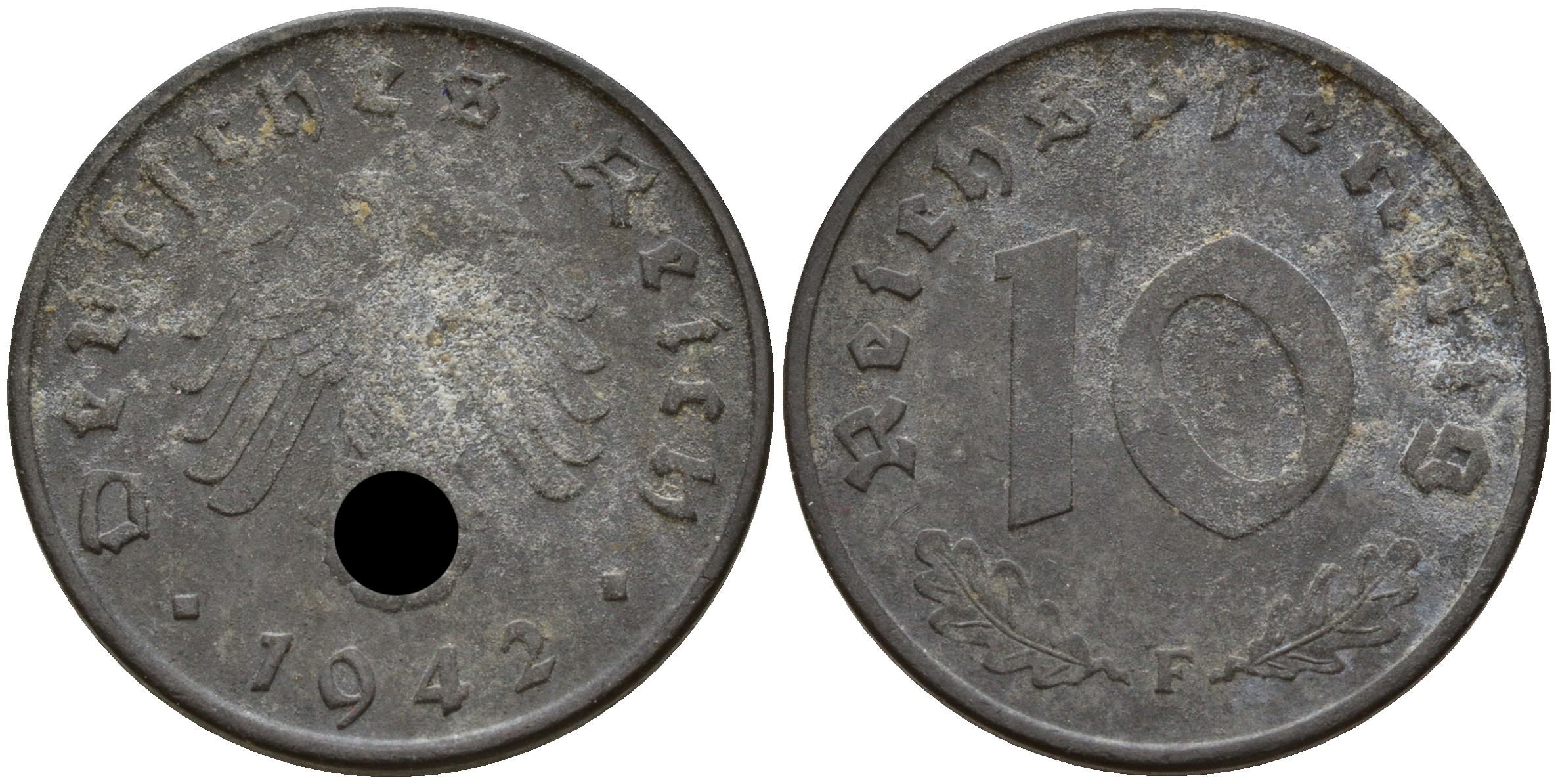 Германия 10 рейхспфеннигов 1942 F J.371 KM 101 цинк    4603-411