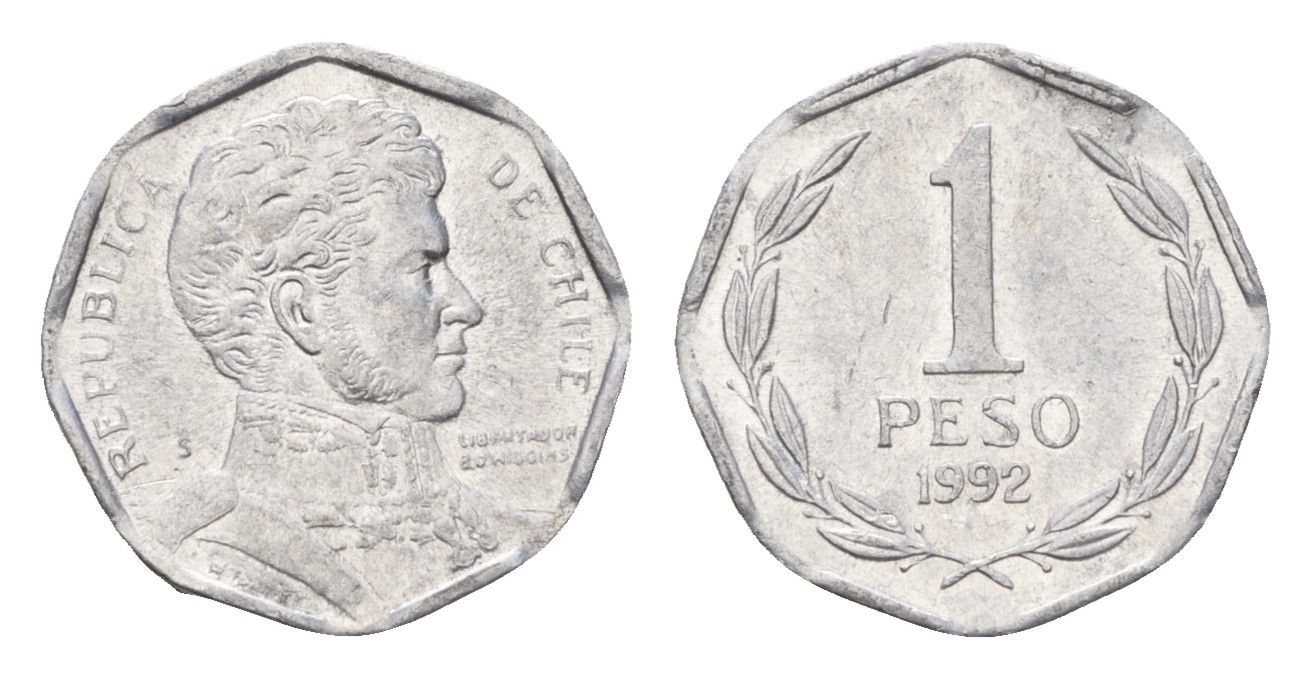 Чили 1 песо 1992 KM 231 алюминий UNC 4689-153
