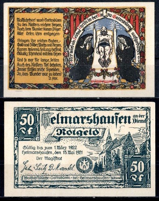 Хельмарсхаузен (Пруссия, Гессен-Нассау) 50 пфеннигов 1921 бумага UNC (пресс) 7555-17-3-1