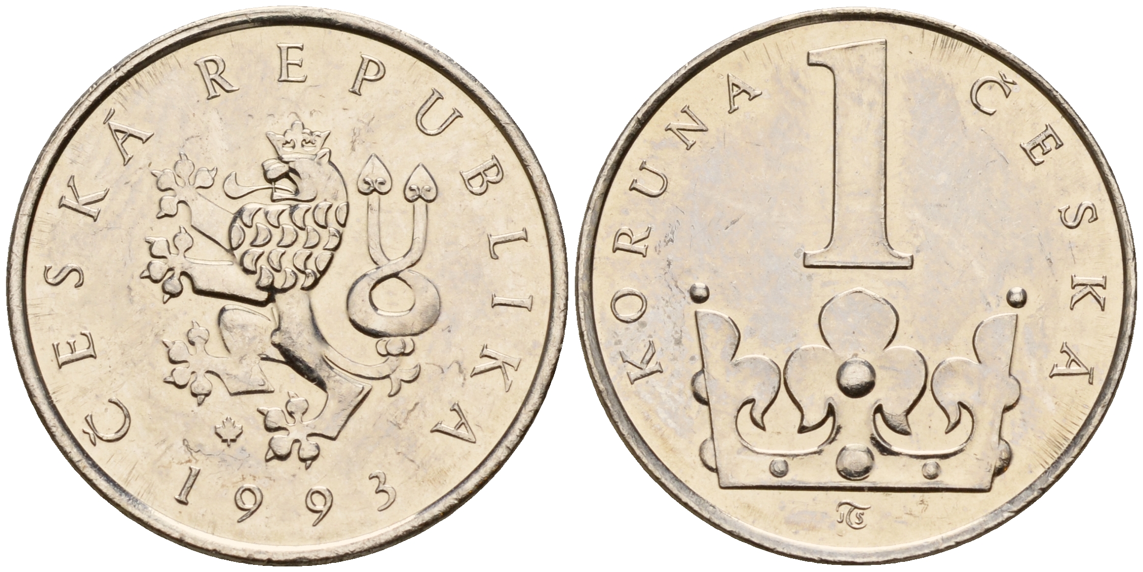 Чехия 1 крона 1993  KM 7 сталь плакированная никелем    4598-1257