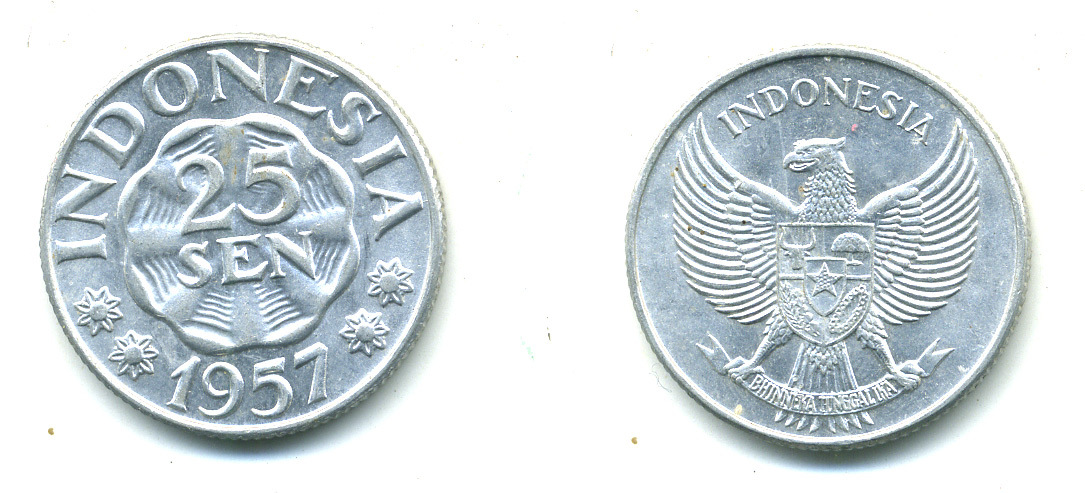 ИНДОНЕЗИЯ 25 СЕНОВ 1957 KM 11 алюминий UNC 4385-1023
