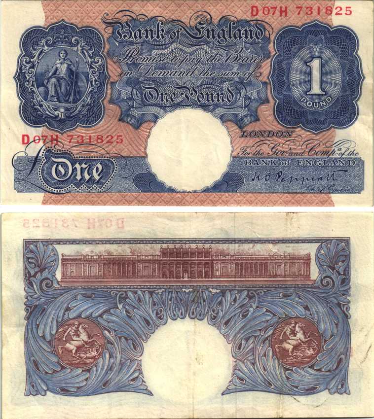 Англия 1 фунт ND (1940-1948) подпись Peppiatt Pick 367 а бумага 7218-55-3