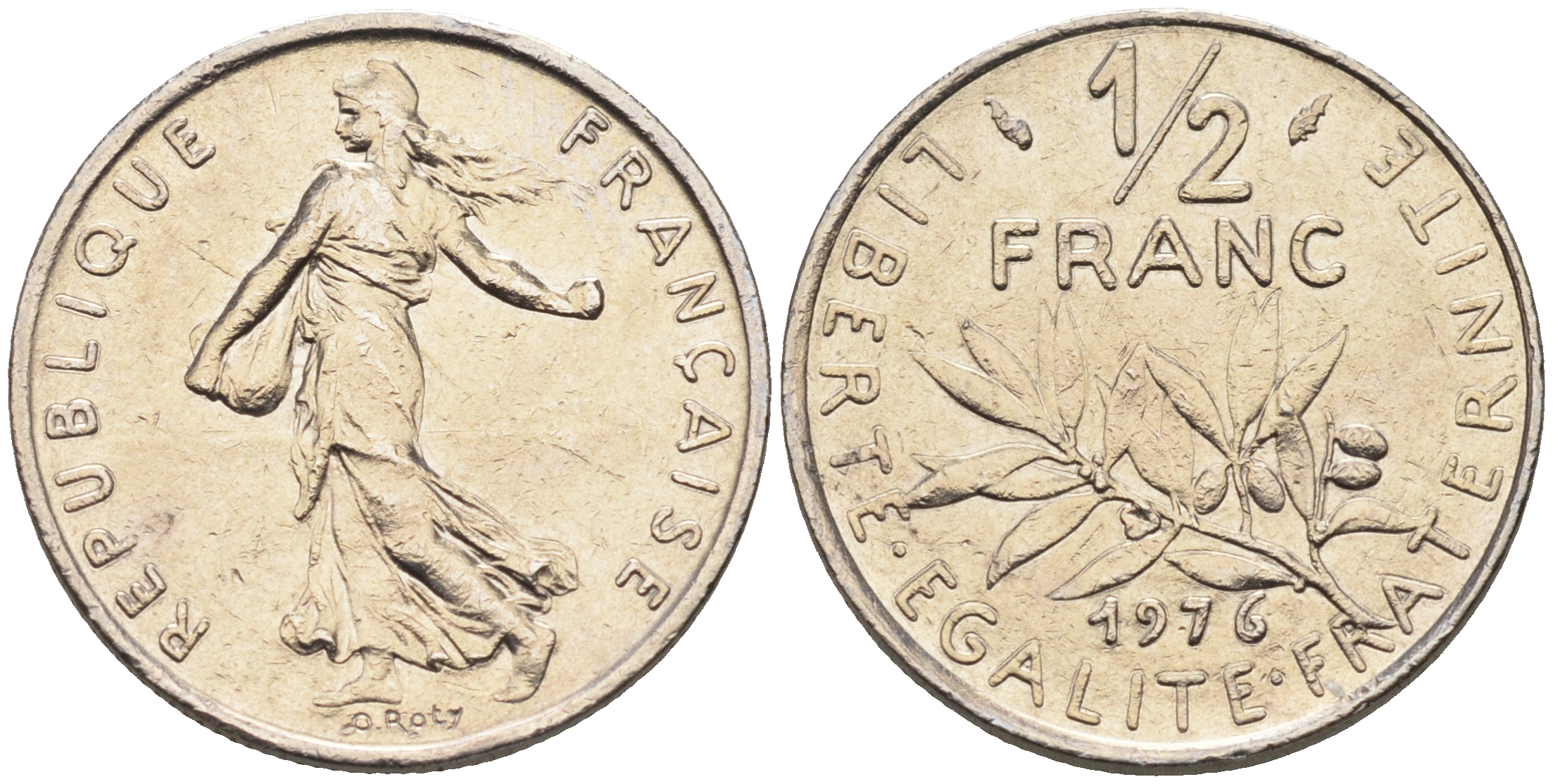 Франция 1/2 франка 1976 сеятель KM 931.1 никель    4169-158