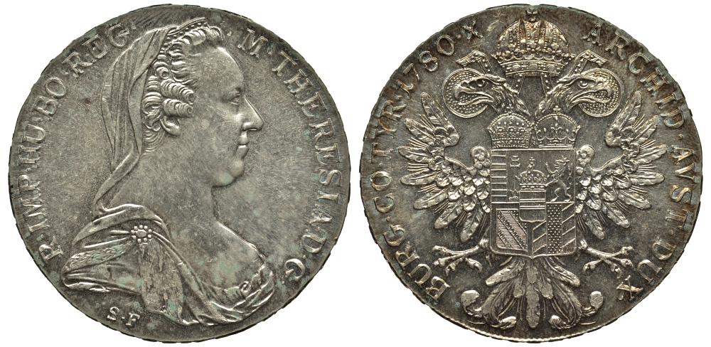 Австрия 1 талер 1780 SF, Мария Терезия, официальный рестрайк KM Т1 серебро 443-1324
