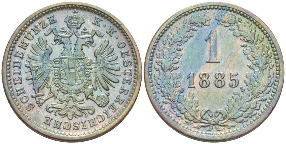 АВСТРИЯ 1 КРЕЙЦЕР 1885 БОЛЬШОЙ ОРЁЛ КМ 2187 медь 201-264
