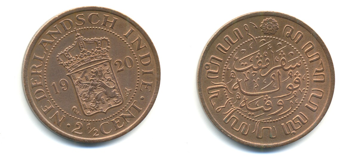 Нидерландская Восточная Индия 2 1/2 цента 1920 KM 316 бронза UNC 84-1424