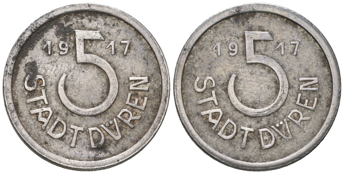 Дюрен (Пруссия) 5 пфеннигов 1917 Funck 105.5, Men05 5807.6, Men18 7249.6 железо 201-1156