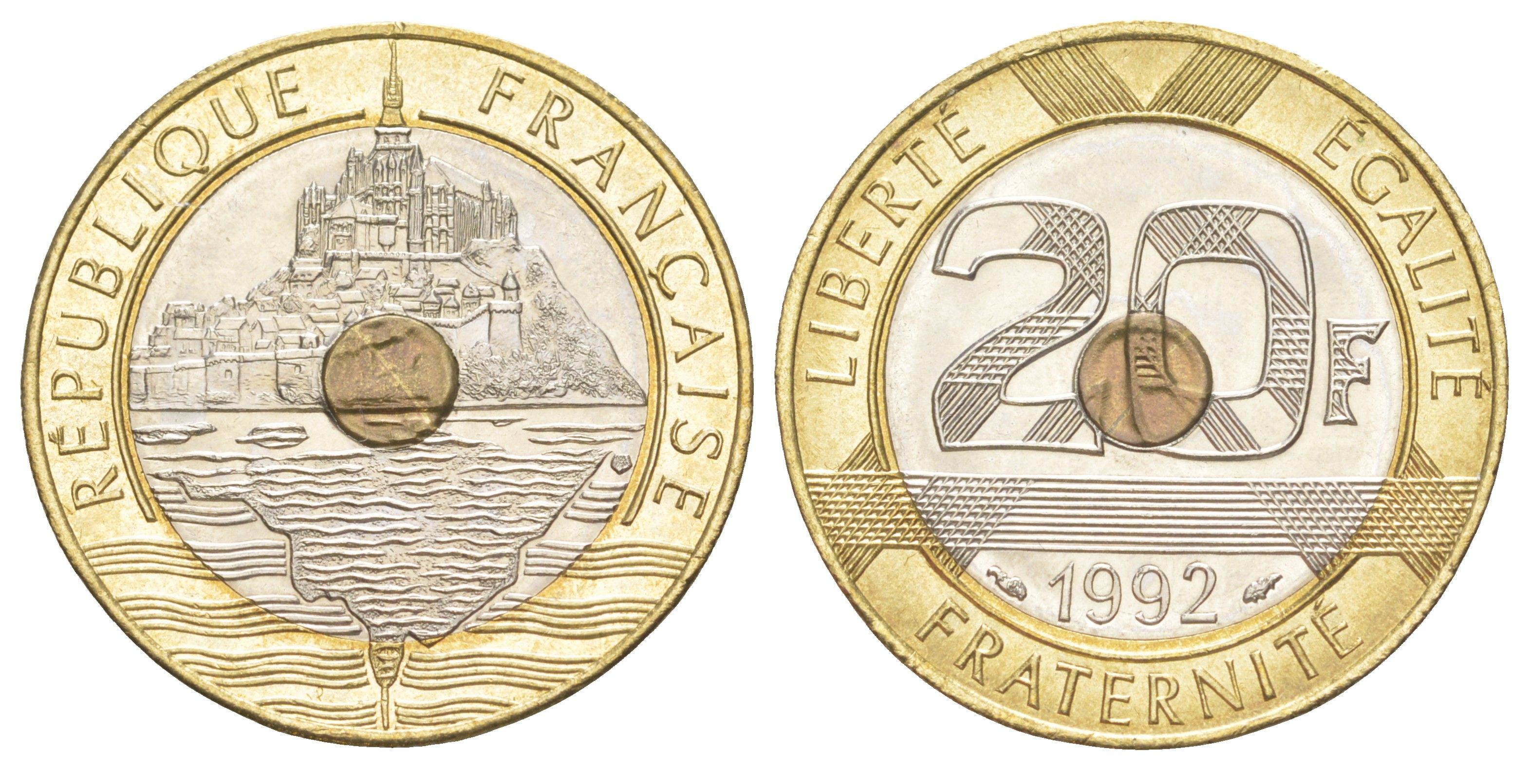 Франция 20 франков 1992 KM 1008 триметалл UNC 4629-651