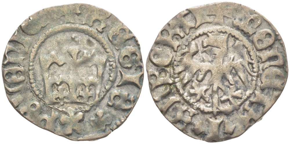 Польша 1/2 гроша (полугрош) 1492-1501 Ян I (1492-1501), династия Ягеллонов, вес 1 гр. серебро 1517-411