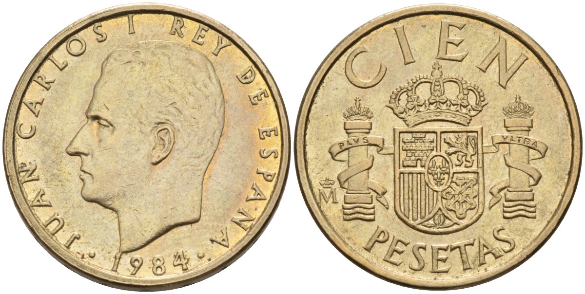Испания 100 песет 1984 Хуан Карлос I (1975-2014) KM 826 алюминиевая бронза 4583-936