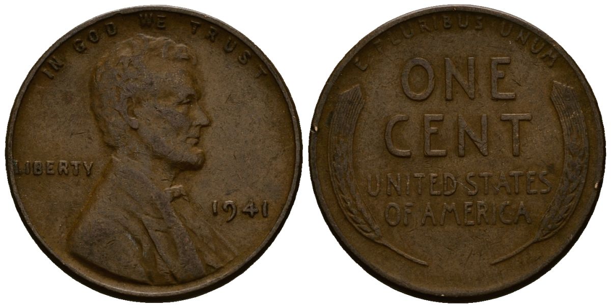 США 1 цент 1941 Линкольн KM 132 бронза 4164-821