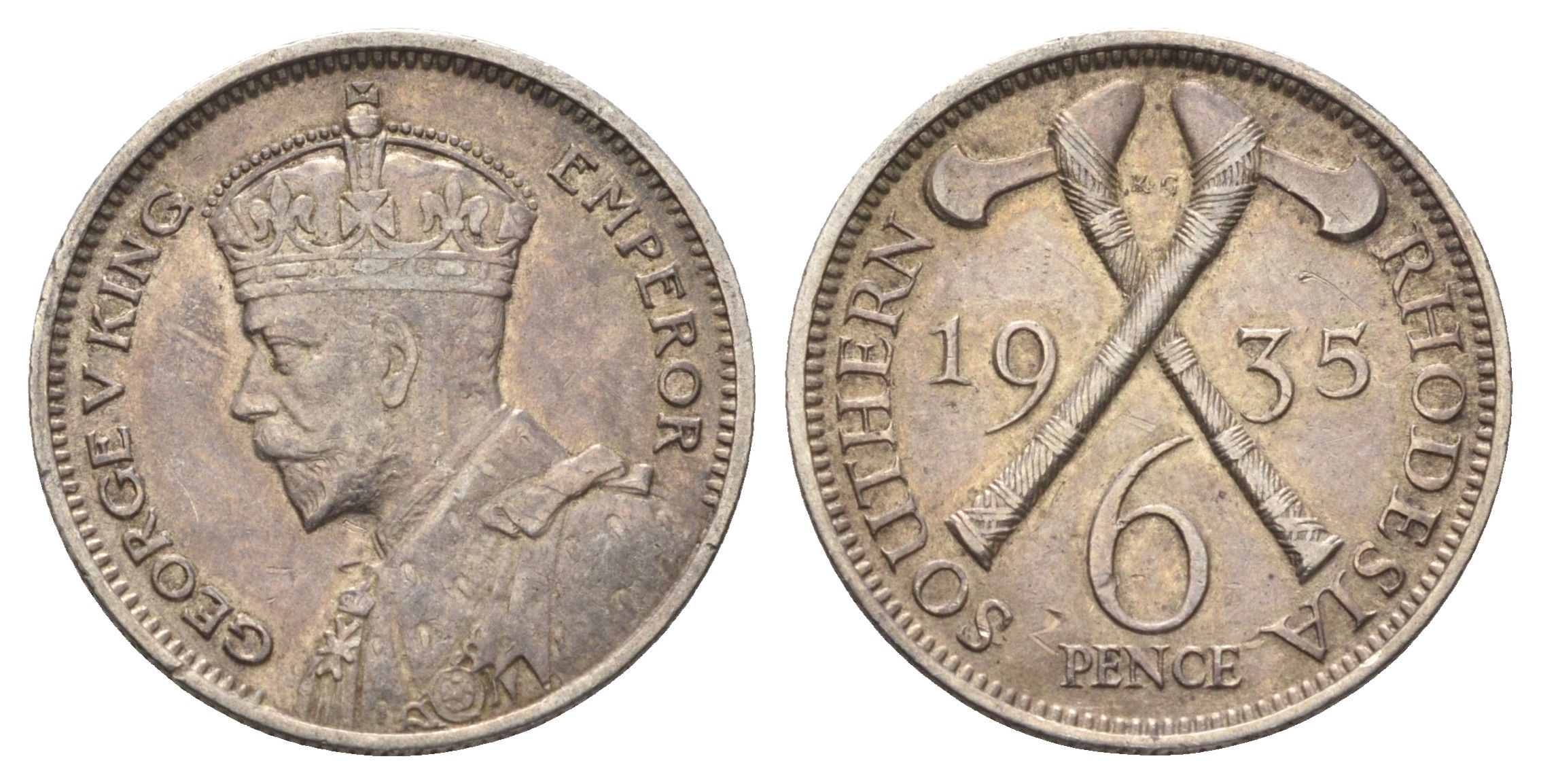 Южная Родезия 6 пенсов 1935 Георг V (1910-1936) KM 2 серебро 270-814
