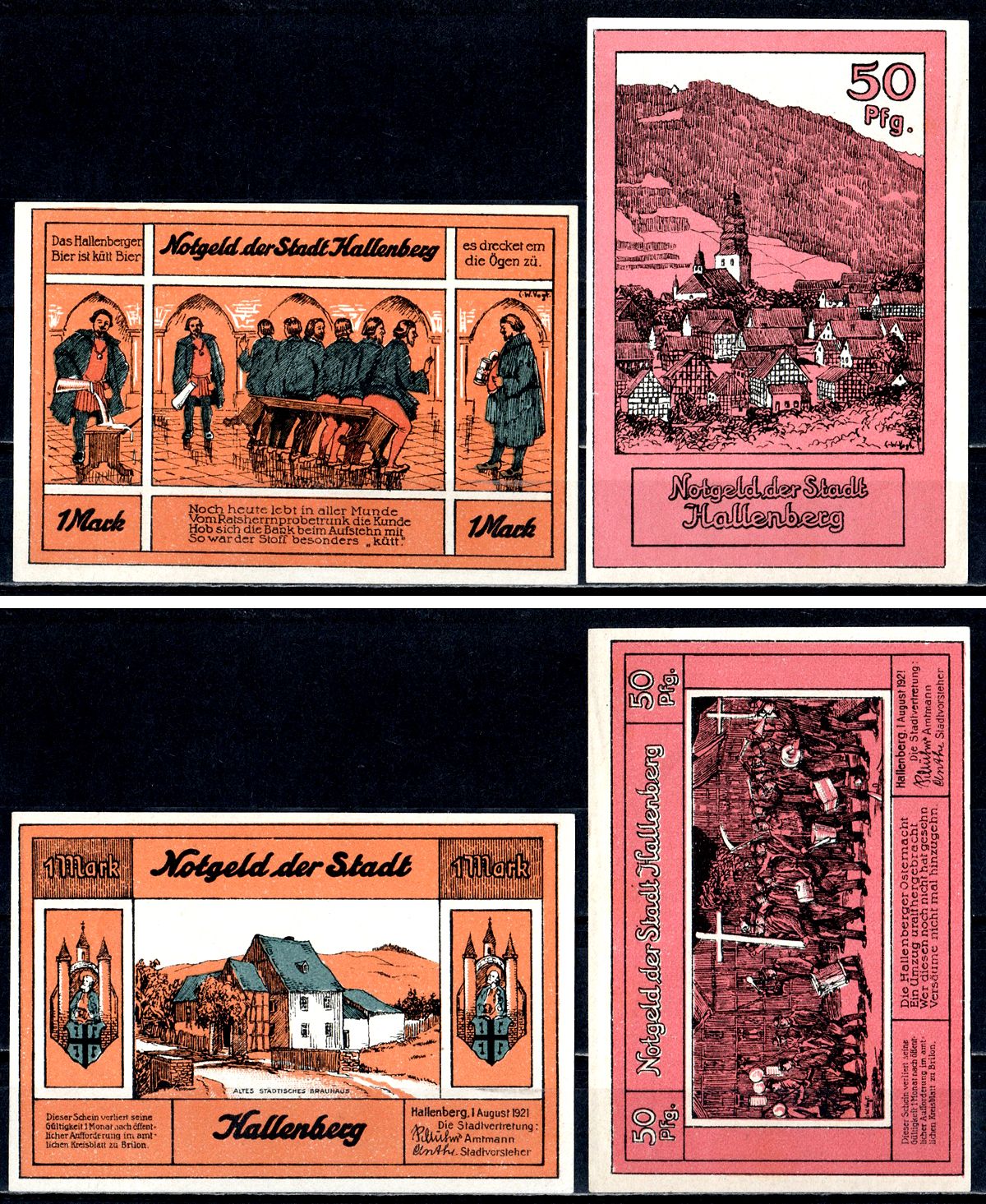 Халленберг (Пруссия, Вестфалия) набор из 2 нотгельдов 1921 7556-74-3-1