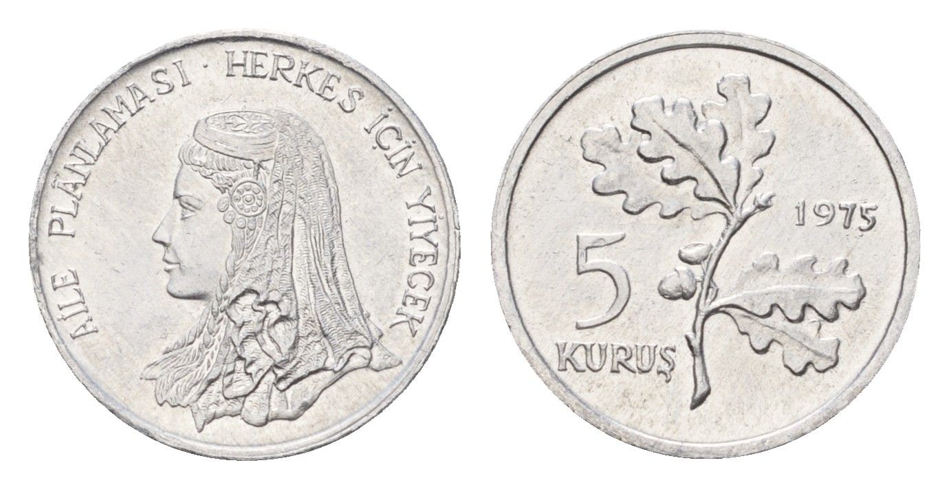 Турция 5 курушей 1975 ФАО - Планирование семьи KM 906 алюминий UNC 4674-1047